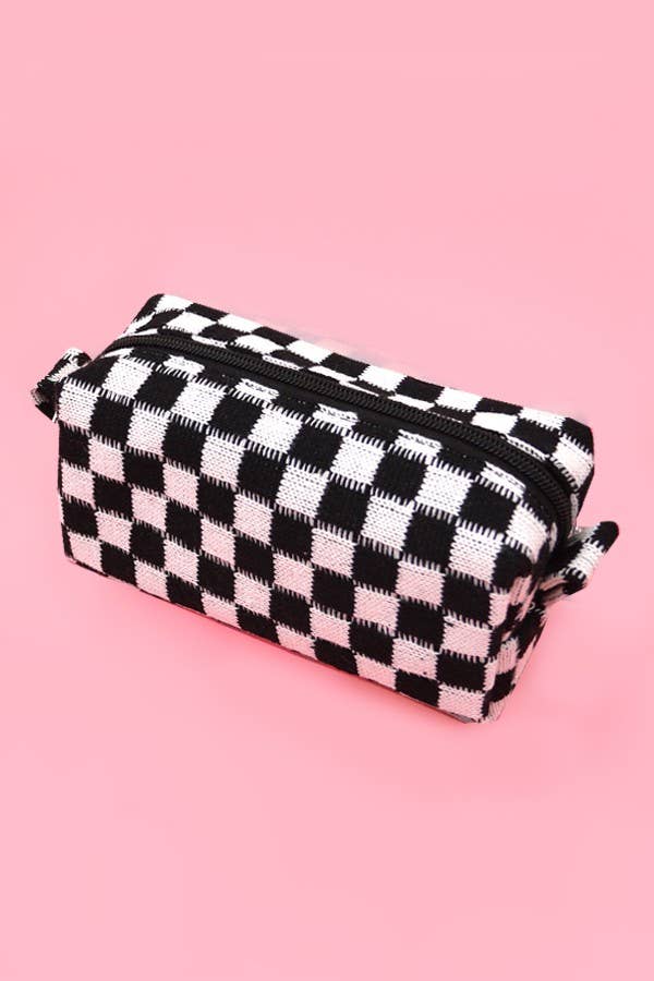 CHECKER MAKEUP COSMETIC POUCH BAG - Premium Cosmetic Bag from JOSSLYN by Wall to Wall - Just $7.45! Shop now at Pat's Monograms