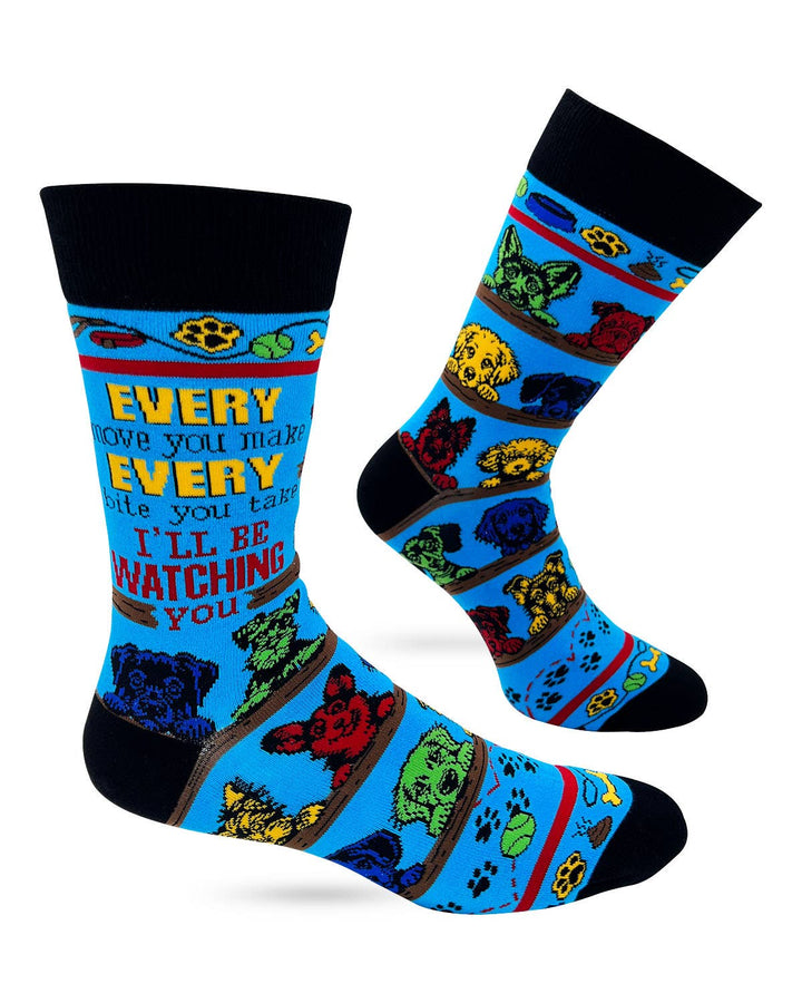 Every Move You Make, Every Bite You Take I'll Be Watching You Men's Novelty Crew Socks - Premium socks from Fabdaz - Just $11.95! Shop now at Pat's Monograms