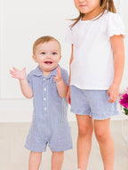 Baby Boys Blue Seersucker Button-Up Romper - Premium Baby & Toddler Outfits from RuffleButts + RuggedButts - Just $42.95! Shop now at Pat's Monograms
