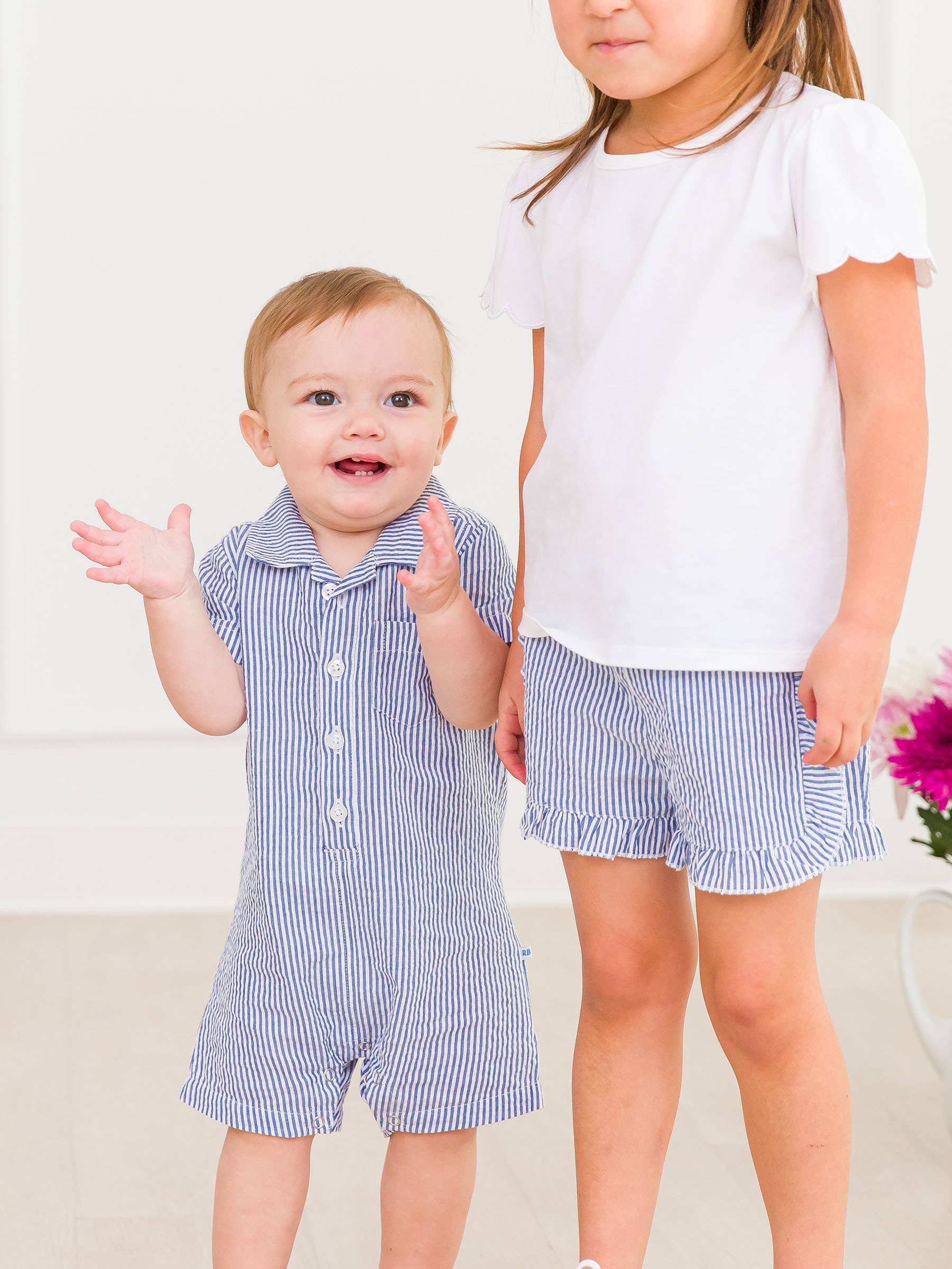Baby Boys Blue Seersucker Button-Up Romper - Premium Baby & Toddler Outfits from RuffleButts + RuggedButts - Just $42.95! Shop now at Pat's Monograms