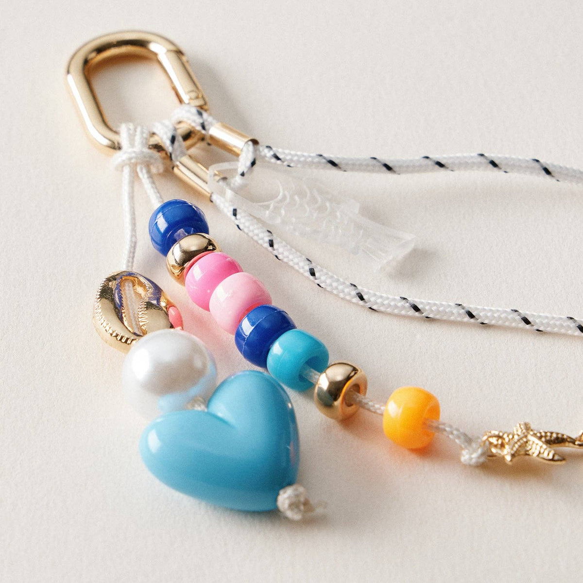 Nautical Beaded Bag Charm | Shell and Heart Accent Detail — Frem