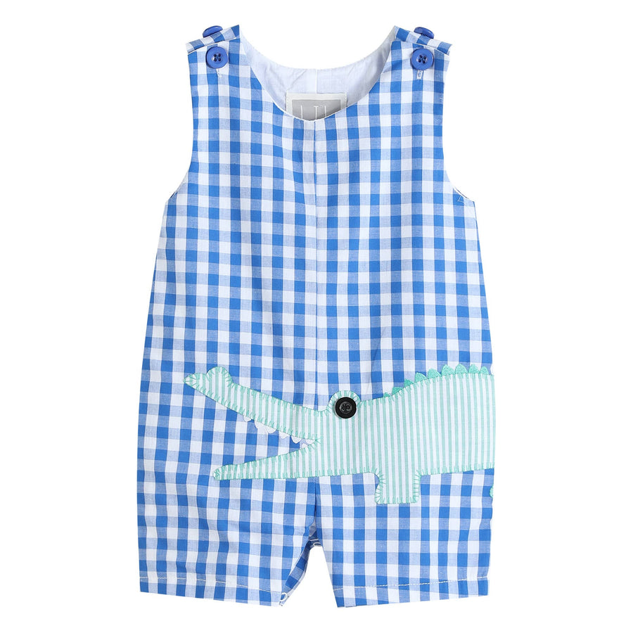 Royal Blue Gingham Alligator Applique Shortalls - Premium Baby & Toddler Outfits from Lil Cactus - Just $38.95! Shop now at Pat's Monograms