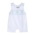 White and Blue Holy Crosses Smocked Overalls - Premium Baby & Toddler Outfits from Lil Cactus - Just $38.95! Shop now at Pat's Monograms