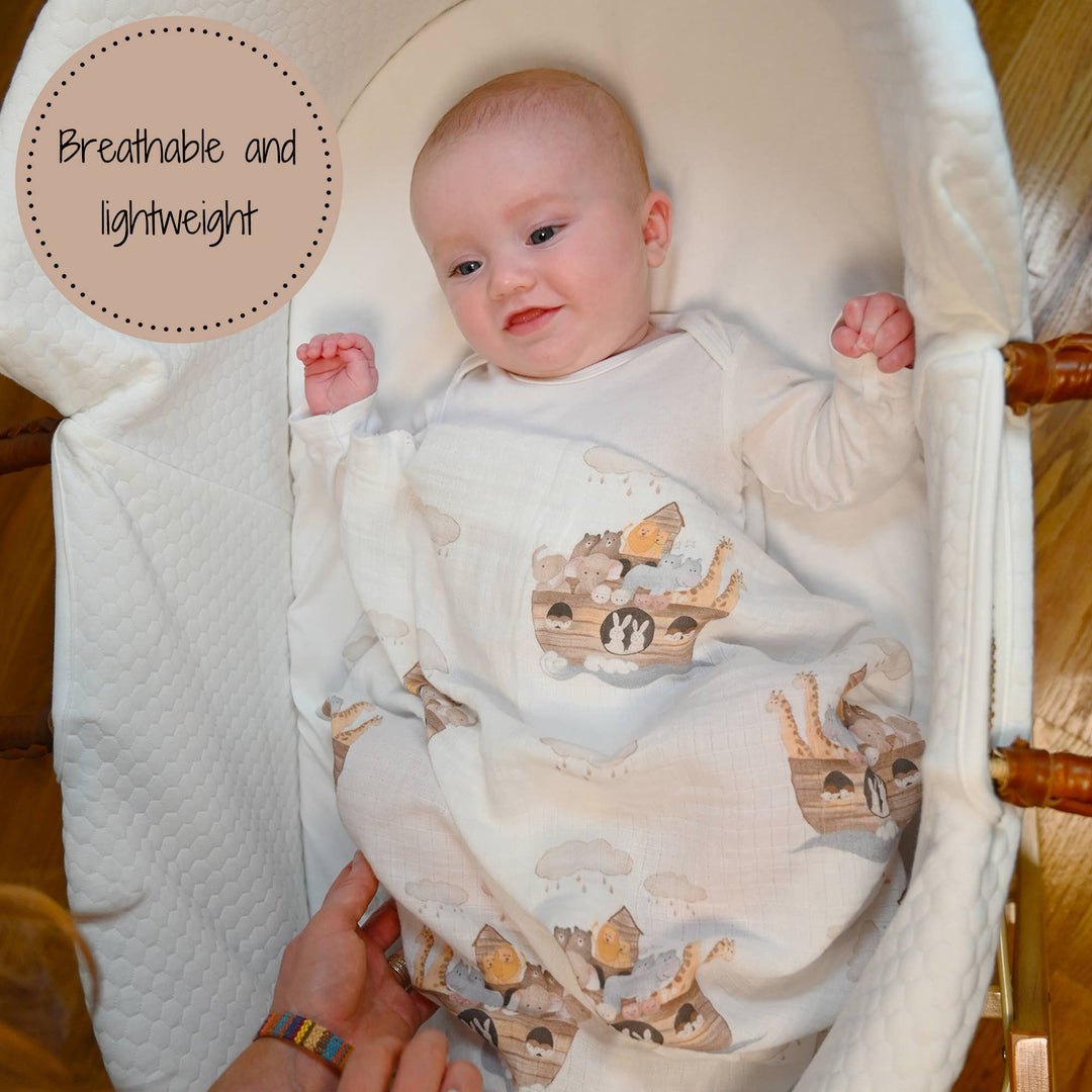 Noah's Ark Baby Swaddle Blanket - Premium Swaddle from LollyBanks - Just $16.95! Shop now at Pat's Monograms