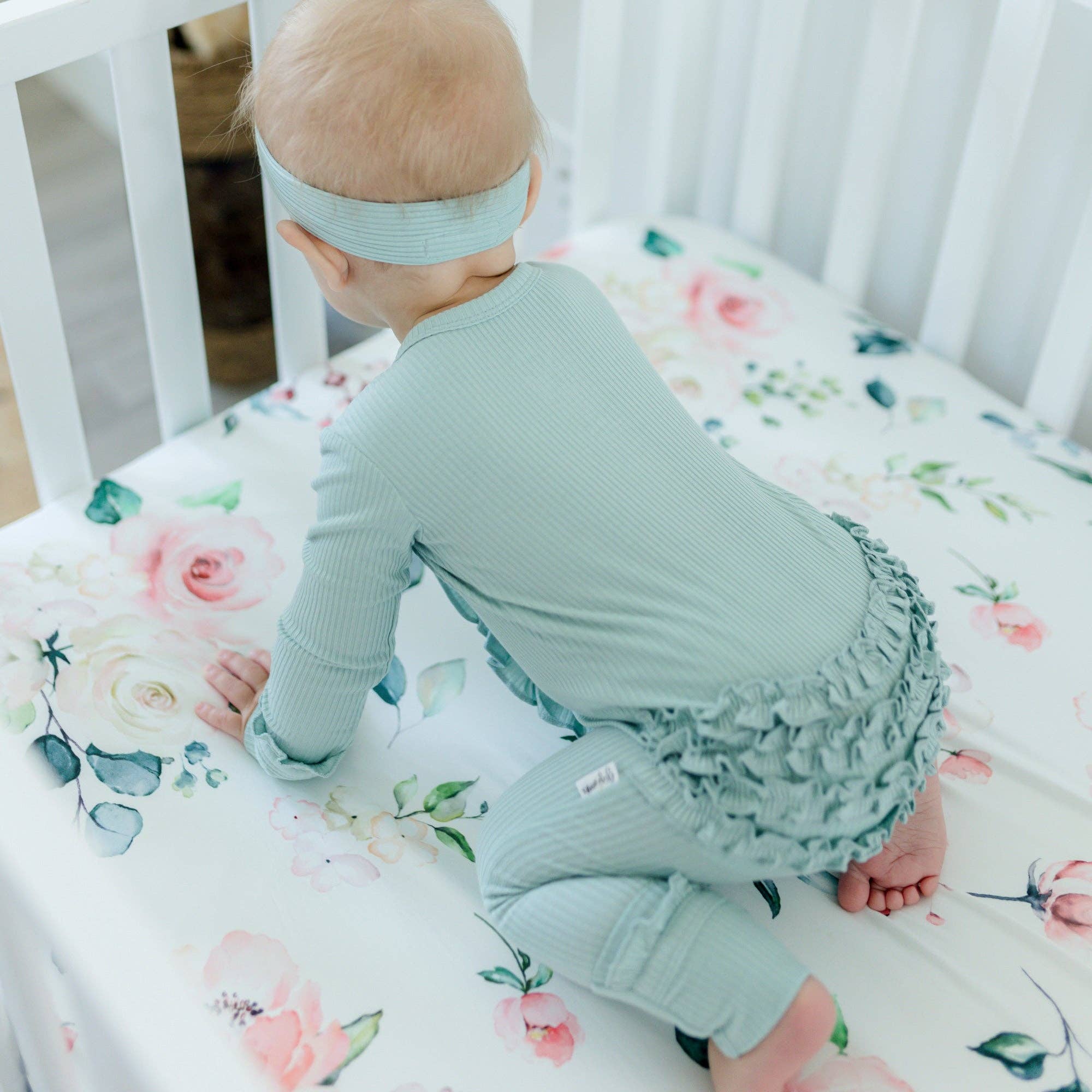 Standard Size Fitted Crib Sheet - Peach Floral - Premium Baby Accessories from Honey Lemonade - Just $28.95! Shop now at Pat's Monograms