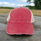 GIRLS High Ponytail Hat with Beige Mesh - Premium baseball cap from GRACE+EMMA by Southern Grace - Just $8.95! Shop now at Pat's Monograms