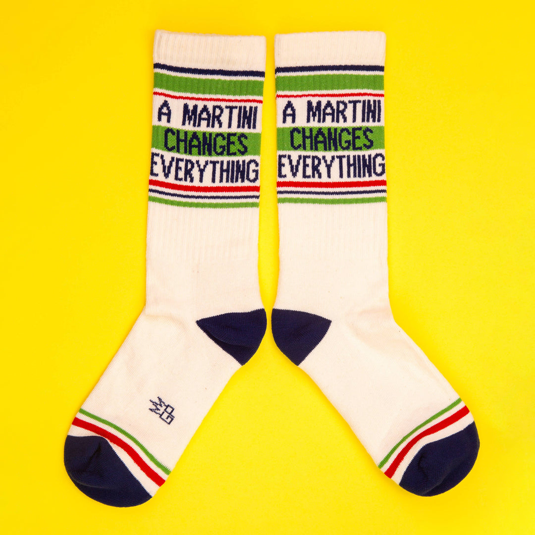 A Martini Changes Everything Gym Crew Socks - Premium socks from Gumball Poodle - Just $12.95! Shop now at Pat's Monograms