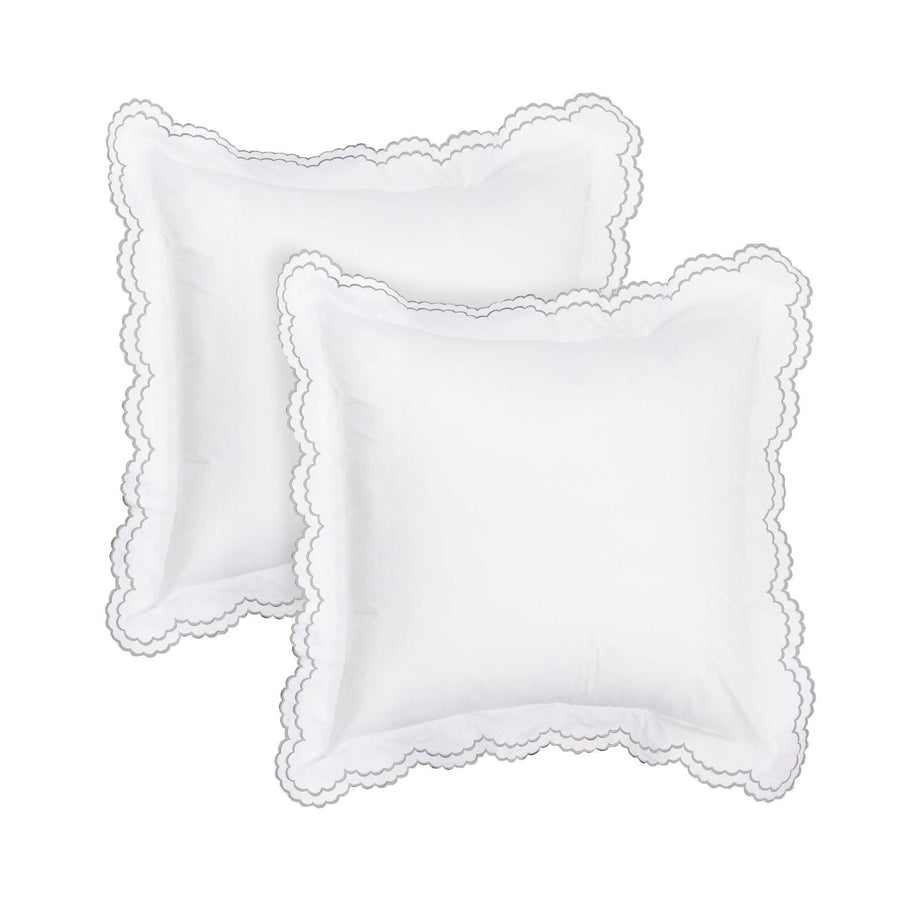 Double Scallop Embroidered Percale Euro Sham Pair - Premium Home Textiles from Mélange Home - Just $48.95! Shop now at Pat's Monograms