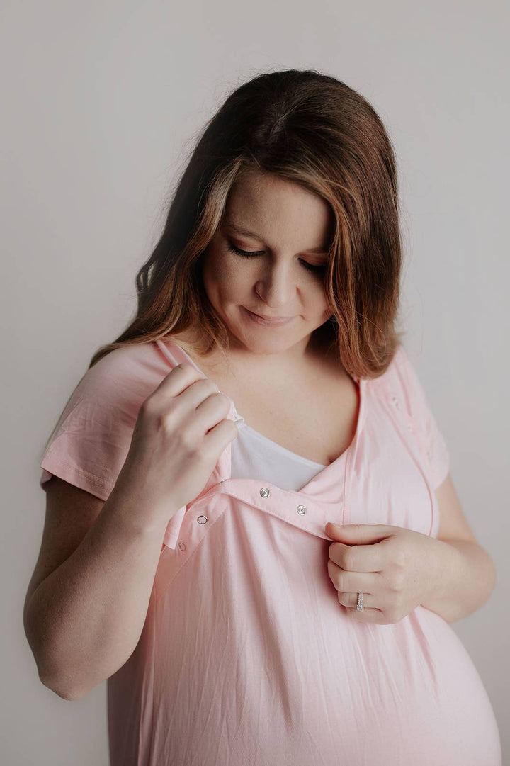 Light Pink Mommy Labor and Delivery/ Nursing Gown - Premium Maternity Clothing from Three Little Tots - Just $34.95! Shop now at Pat's Monograms