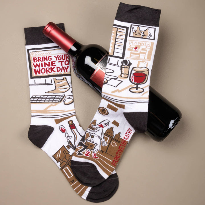 Bring Your Wine To Work Day Socks - Premium Socks from Primitives by Kathy - Just $10.95! Shop now at Pat's Monograms