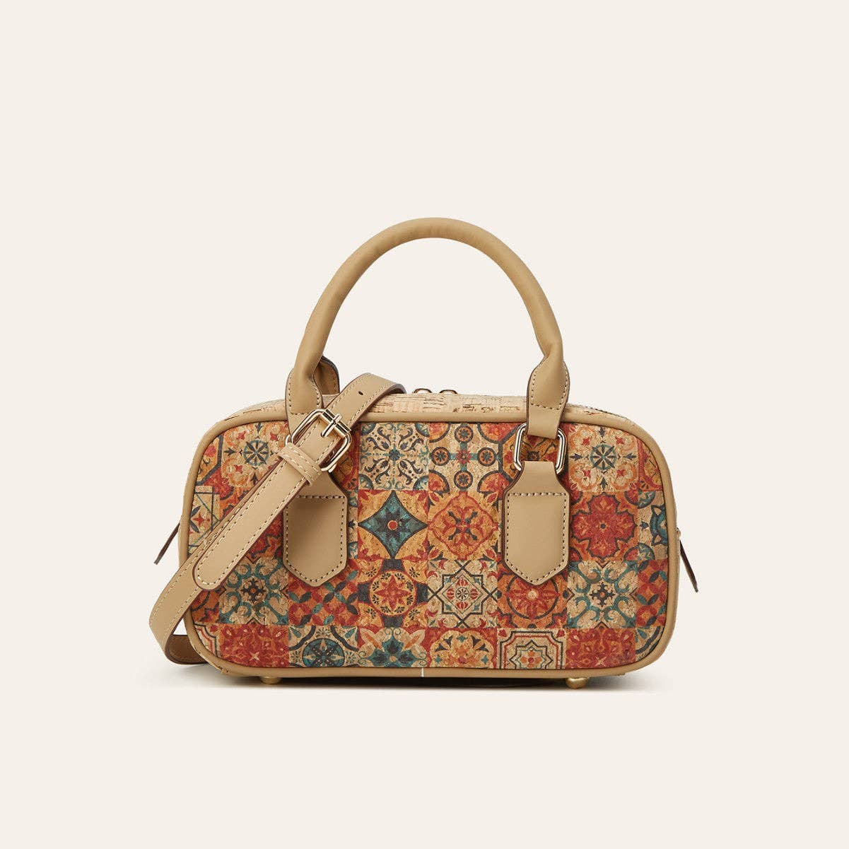 Vintage Multi-Element Ethnic Style Cork Print Tote Bag - Premium Handbag from Golden Hour Boutique - Just $58.95! Shop now at Pat's Monograms