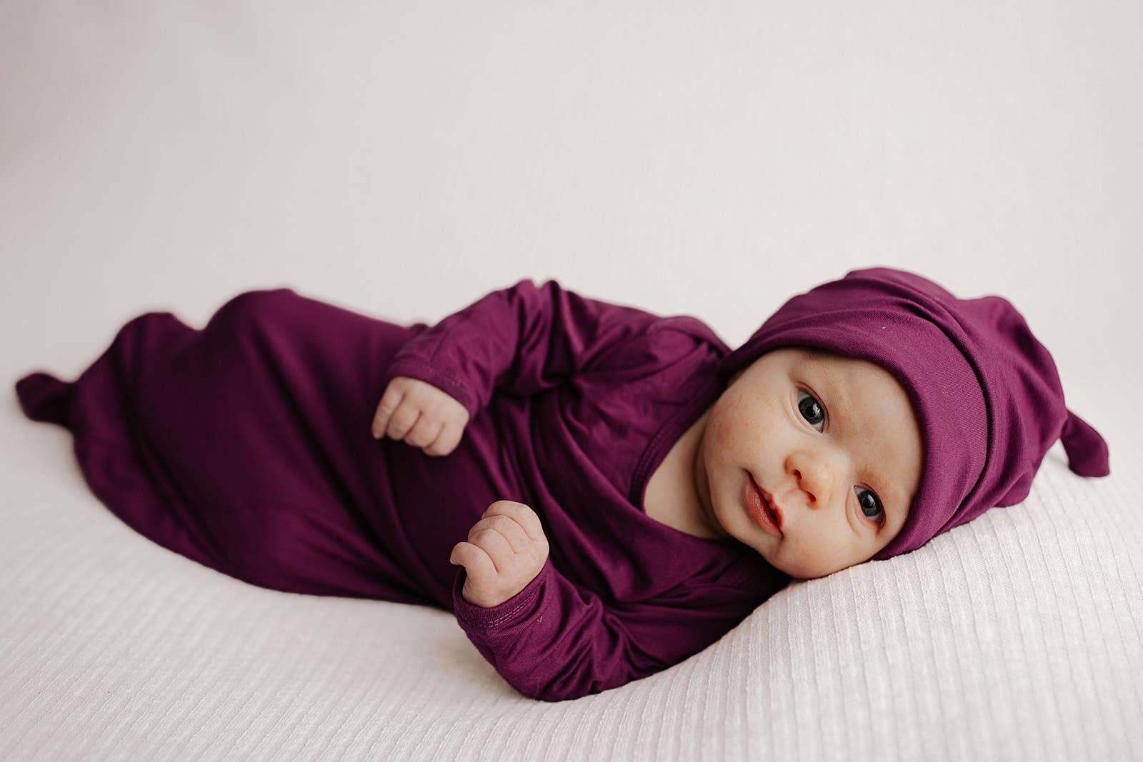 Knotted Newborn Baby Gown Plum Purple - Premium baby and Toddler Outfits from Three Little Tots - Just $26.95! Shop now at Pat's Monograms