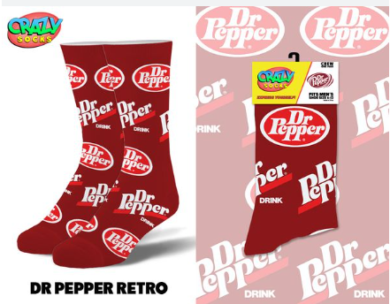 Dr Pepper Retro - Mens Crew Folded - Premium socks from Crazy Socks - Just $8! Shop now at Pat's Monograms
