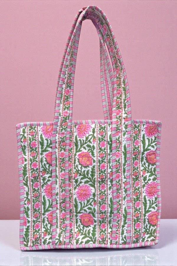 Ronan Green and Pink Floral Tote Bag - Premium tote bag from Nash Grey - Just $38.95! Shop now at Pat's Monograms