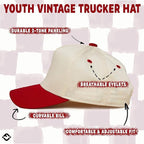 Kids Two Tone Vintage Cap - Red/Beige - Premium Trucker Cap from Funky Junque - Just $15.95! Shop now at Pat's Monograms