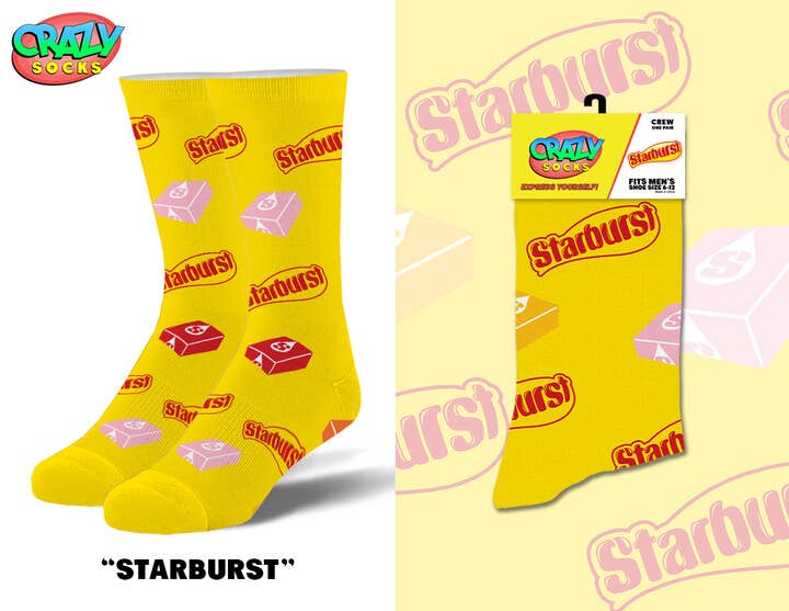 Starburst Novelty Crew Socks - Premium socks from Crazy Socks - Just $8! Shop now at Pat's Monograms