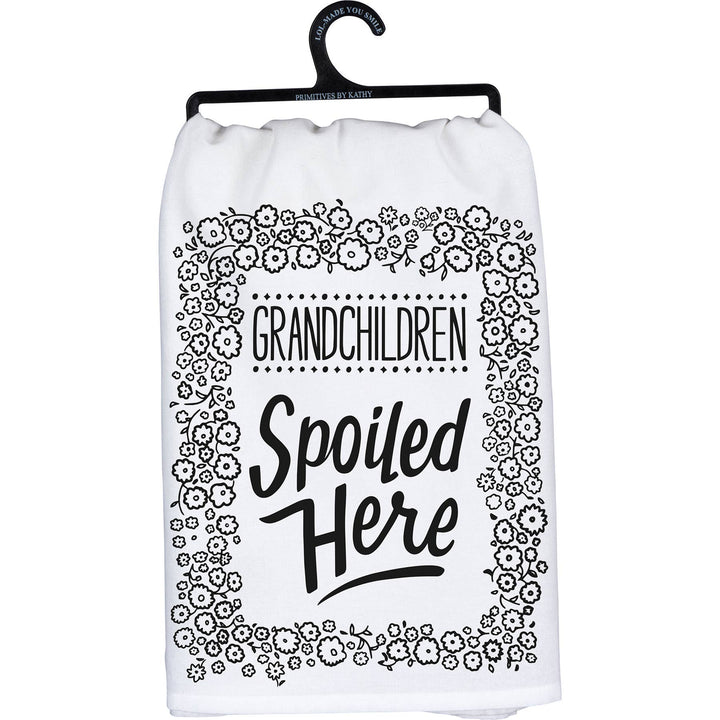 Grandchildren Spoiled Here Kitchen Towel - Premium ktichen towel from Primitives by Kathy - Just $8.95! Shop now at Pat's Monograms