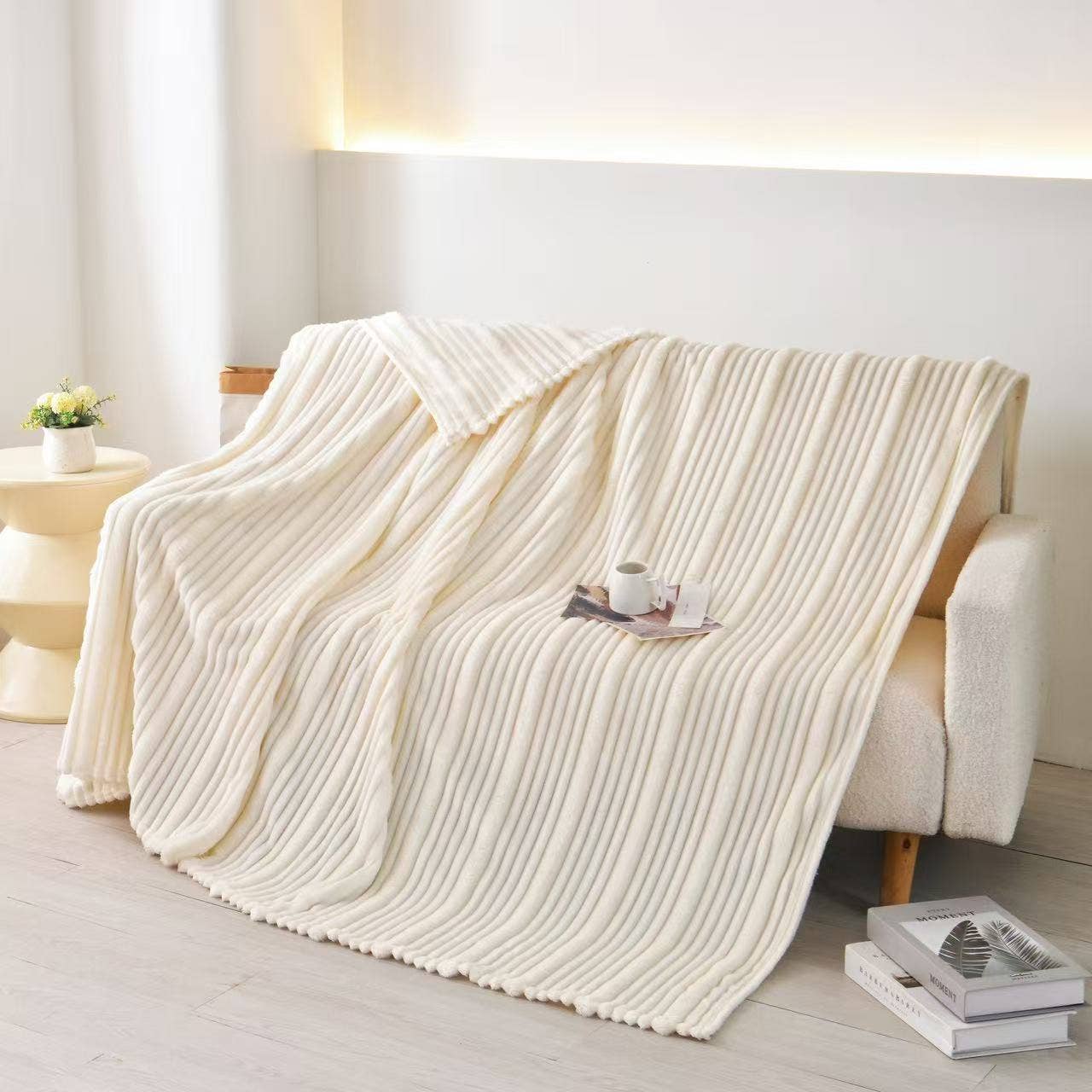 Ultra Soft Ribbed Blanket - Plush Flannel Throw - Premium blankets from FLUFFERY - Just $21.95! Shop now at Pat's Monograms