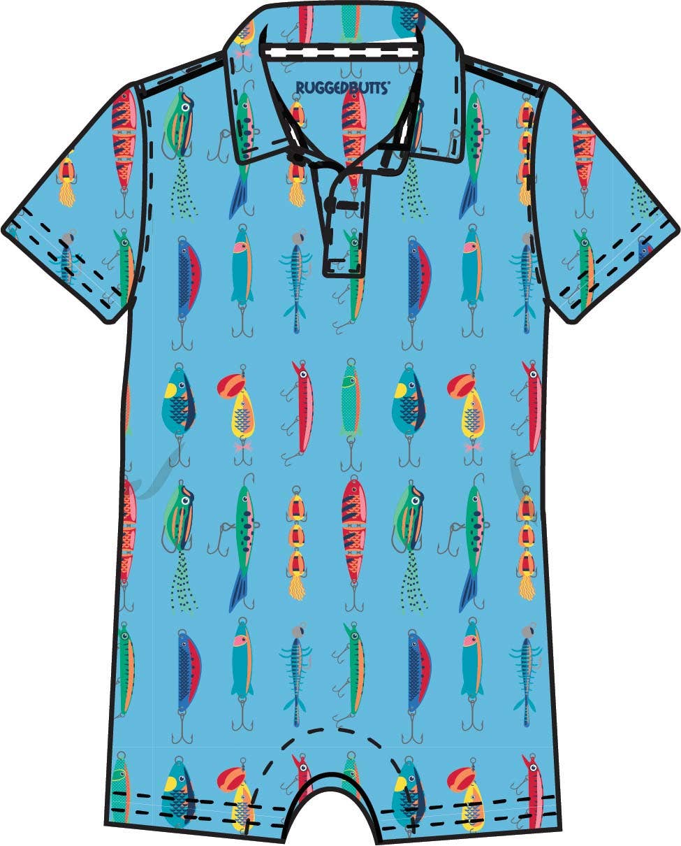 Baby Boys Gone Fishin Performance Polo Romper - Premium  from RuffleButts + RuggedButts - Just $39.95! Shop now at Pat's Monograms