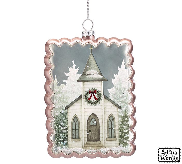 Glass Snowy Church Ornament - Premium Ornament from Burton and Burton - Just $14.95! Shop now at Pat's Monograms