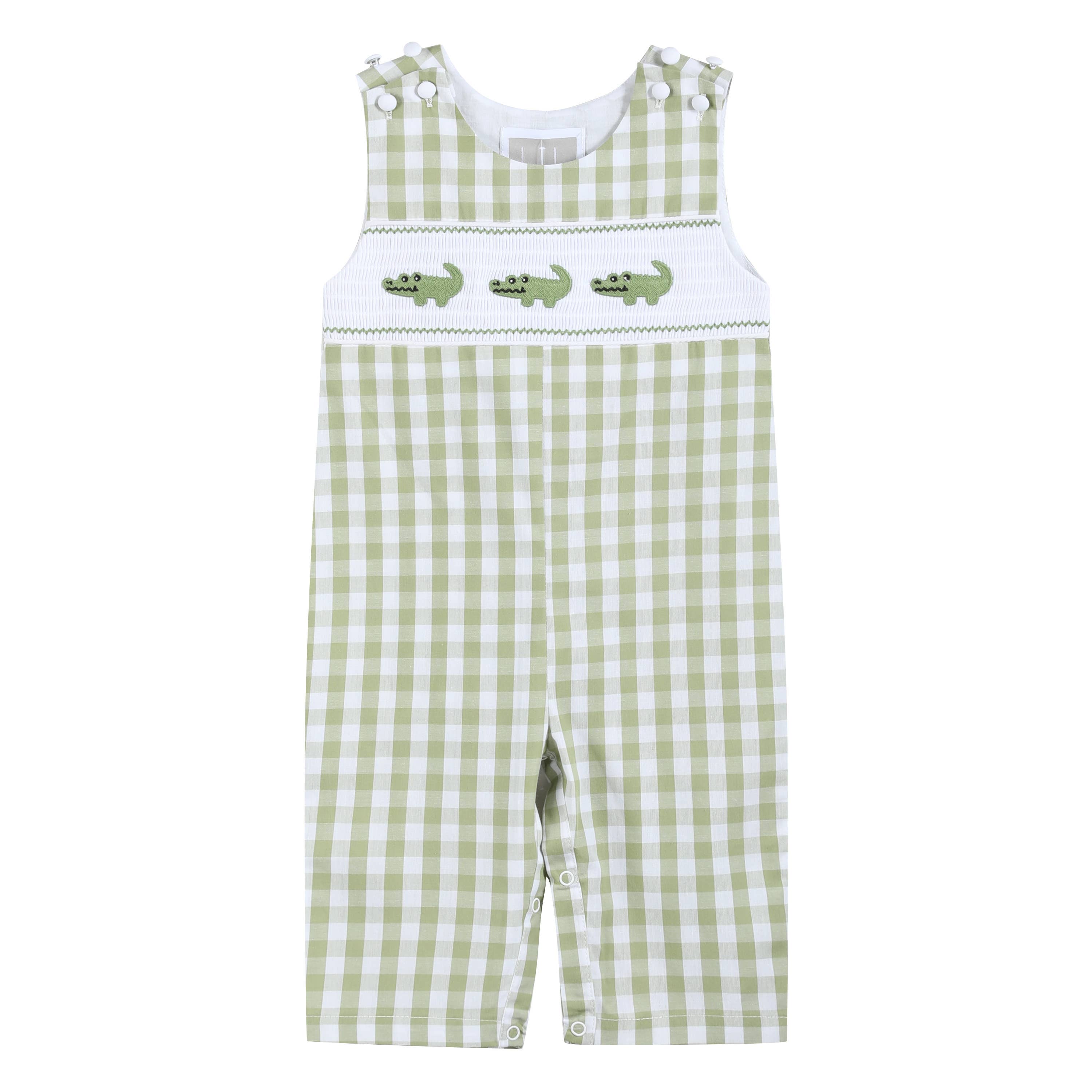 Light Green Alligator Smocked Overalls - Premium Baby & Toddler Outfits from Lil Cactus - Just $38.95! Shop now at Pat's Monograms
