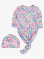 SoftSnooze™ Baby Girls Bow Blooms Ruffle Knotted Sleep Gown & Bow Hat Set - Premium Baby Sleepwear from RuffleButts + RuggedButts - Just $42.95! Shop now at Pat's Monograms
