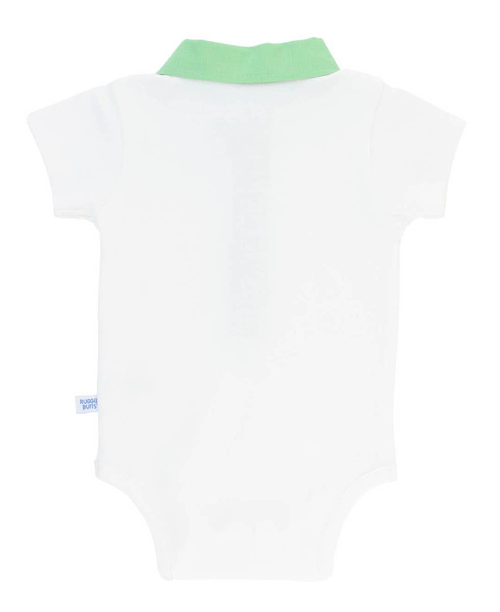 Baby Boys White Short Sleeve Placket Detail Knit Bodysuit - Premium Baby & Toddler Outfits from RuffleButts + RuggedButts - Just $26.95! Shop now at Pat's Monograms