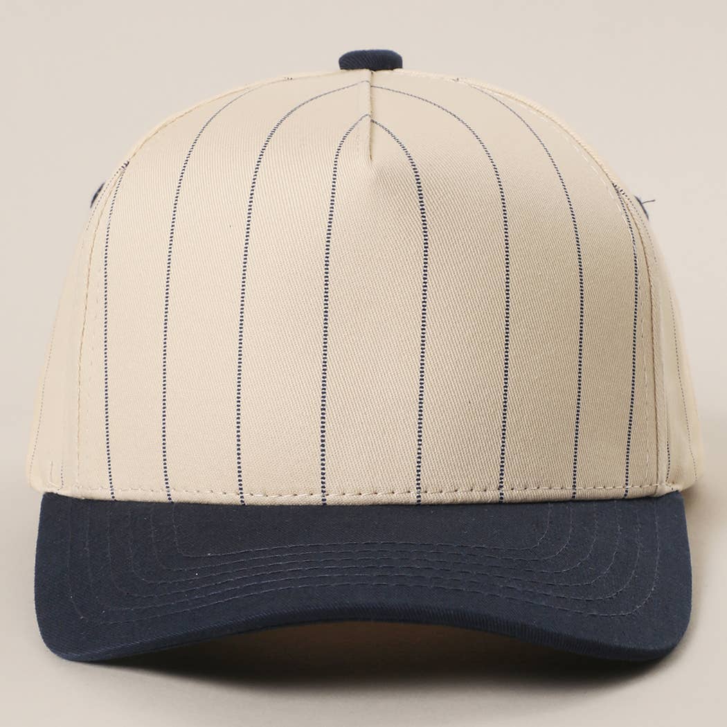 Two-Tone Pinstripe Canvas Trucker Hat - Premium  from Fashion City - Just $15! Shop now at Pat's Monograms