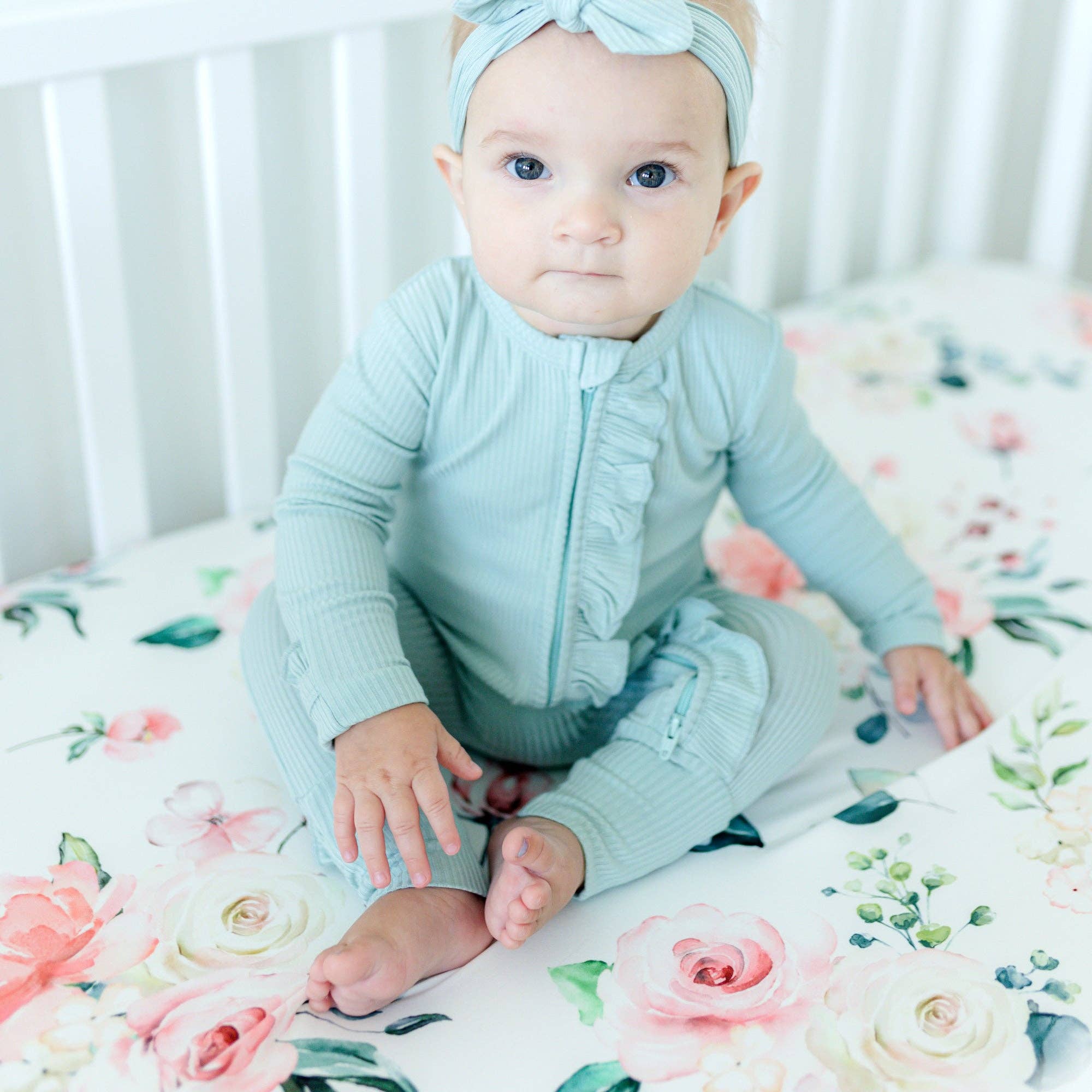 Standard Size Fitted Crib Sheet - Peach Floral - Premium Baby Accessories from Honey Lemonade - Just $28.95! Shop now at Pat's Monograms