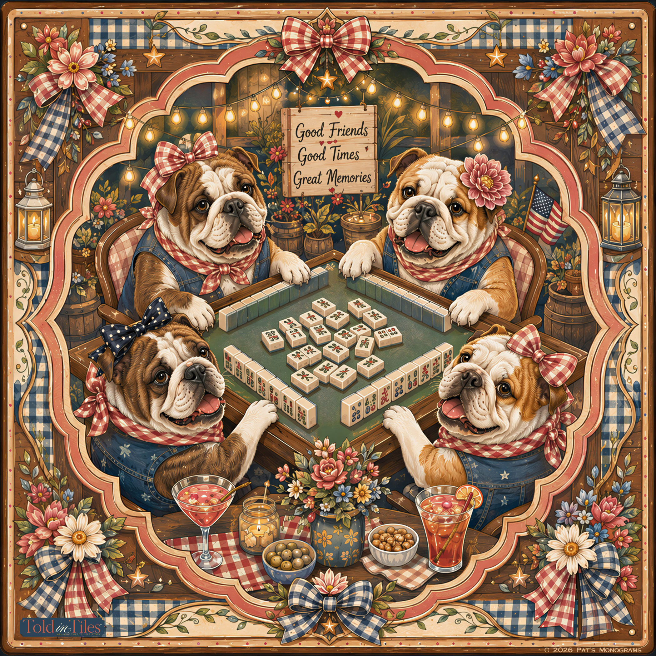 Garden District Mahjong Mat | French Bulldogs | Paws & Tiles Collection - PREORDER (Copy) - Premium Mahjong from Told in Tiles - Just $80! Shop now at Pat's Monograms