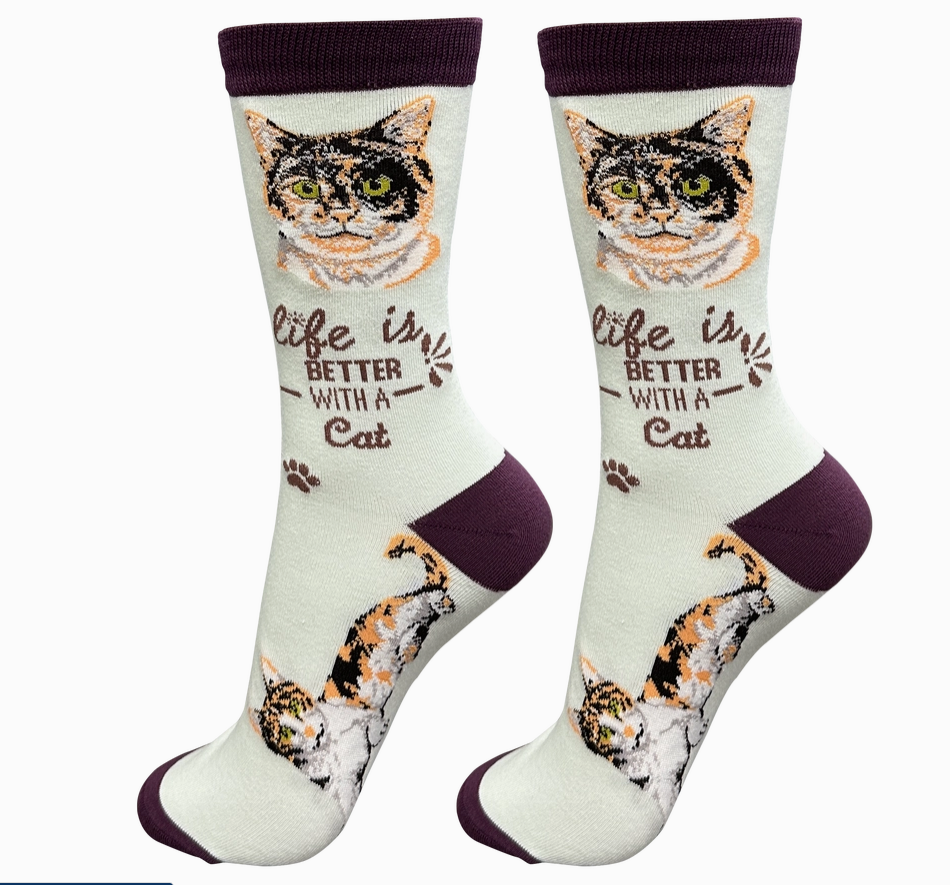Calico Cat - Life is Better Socks - Premium Socks from Sock Daddy - Just $10.95! Shop now at Pat's Monograms