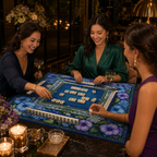 Hydrangea Court — Bold Blue Floral Mahjong Mat - PREORDER - Premium Mahjong from Told in Tiles - Just $80! Shop now at Pat's Monograms