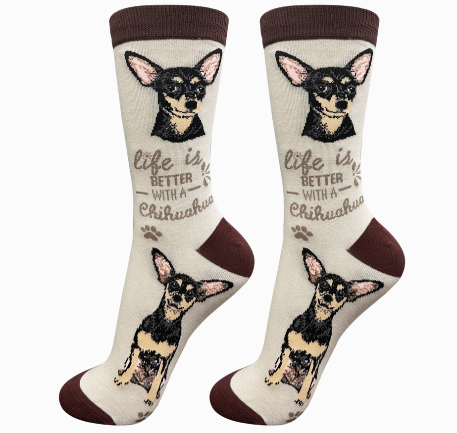 Chihuahua Black - Life is Better Dog Socks - Premium Socks from Sock Daddy - Just $10.95! Shop now at Pat's Monograms
