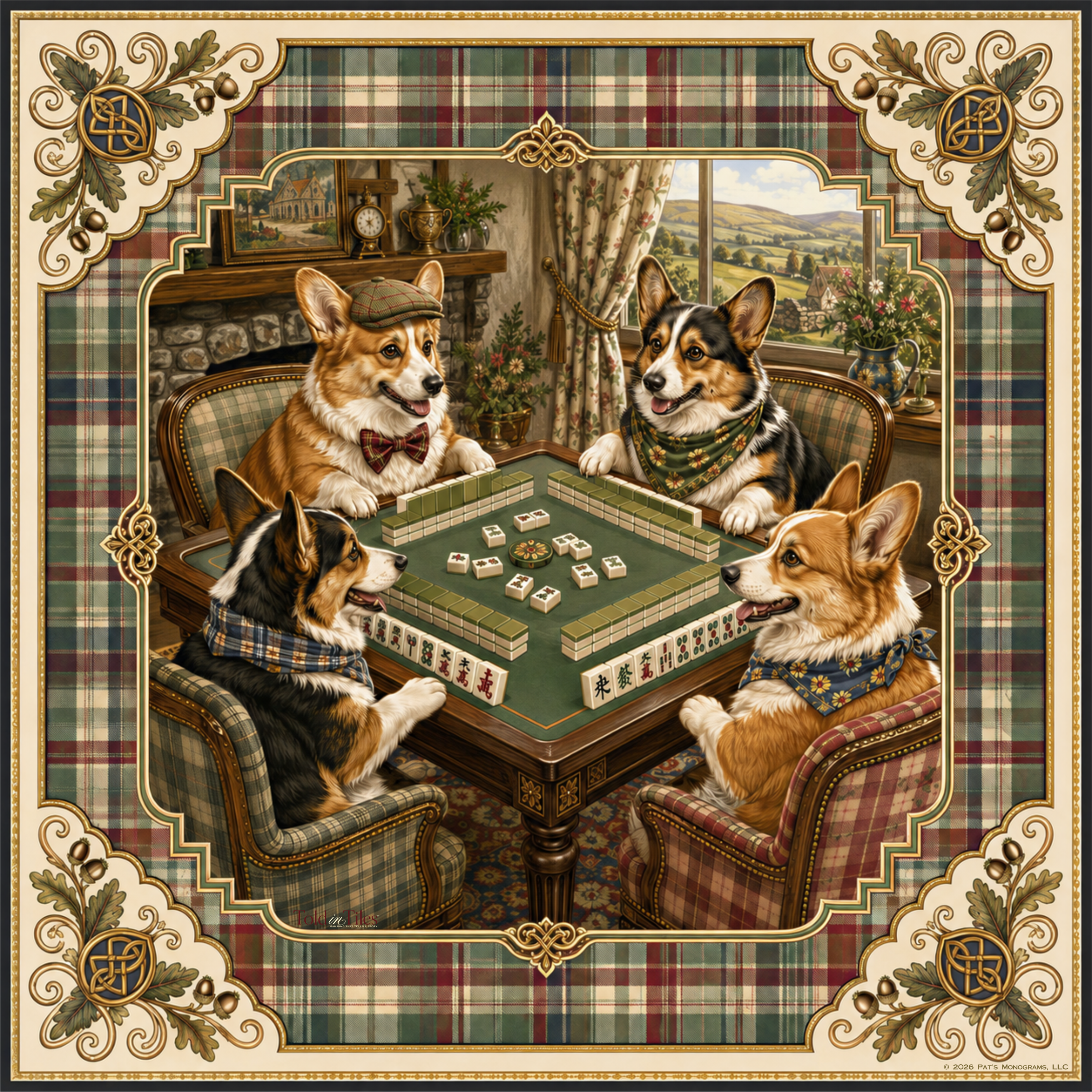 The Corgi Cottage Mahjong Mat | Paws & Tiles Collection - PREORDER