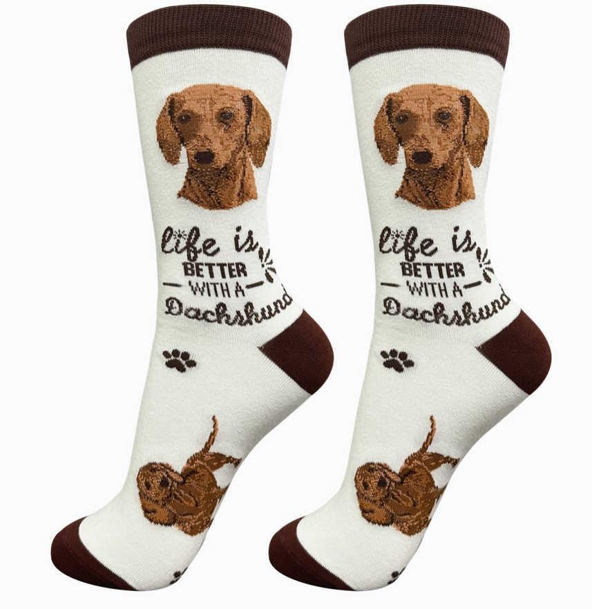 Dachshund Red - life is Better Socks - Premium Socks from Sock Daddy - Just $10.95! Shop now at Pat's Monograms