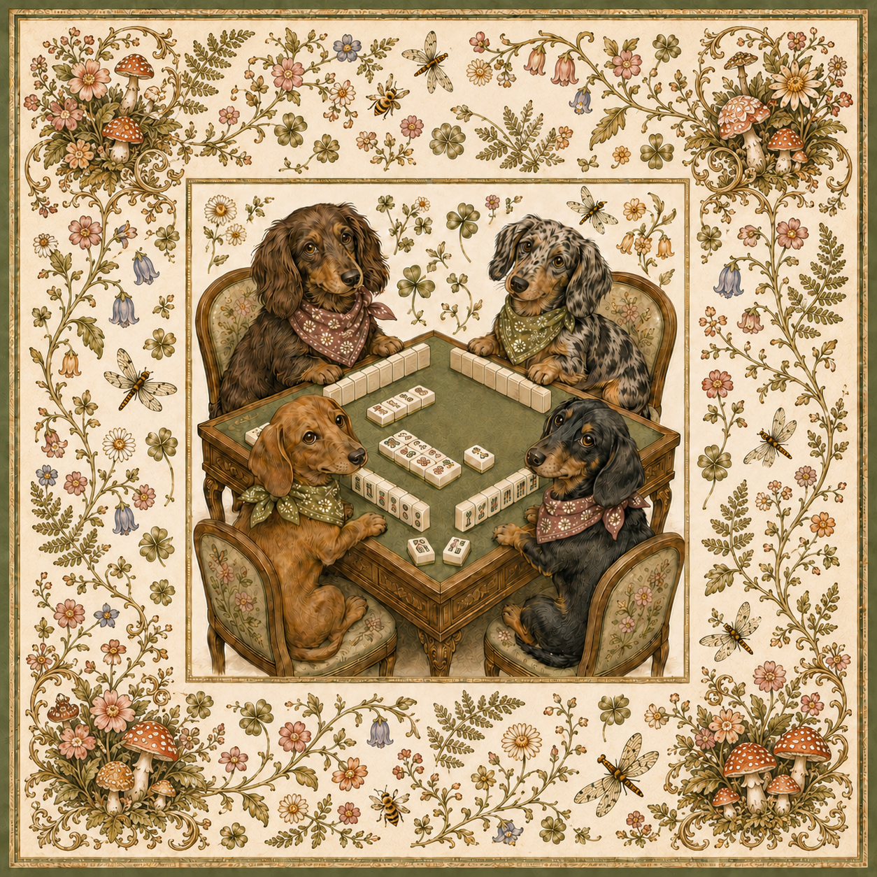 Doxie & Daydreams — Dachshund Mahjong Mat | Paws & Tiles Collection - PREORDER - Premium Mahjong from Told in Tiles - Just $80! Shop now at Pat's Monograms