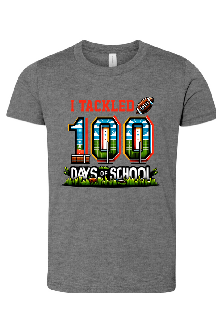 I Tackled 100 Days of School - Premium T-Shirts from Pat's Monograms - Just $24.95! Shop now at Pat's Monograms