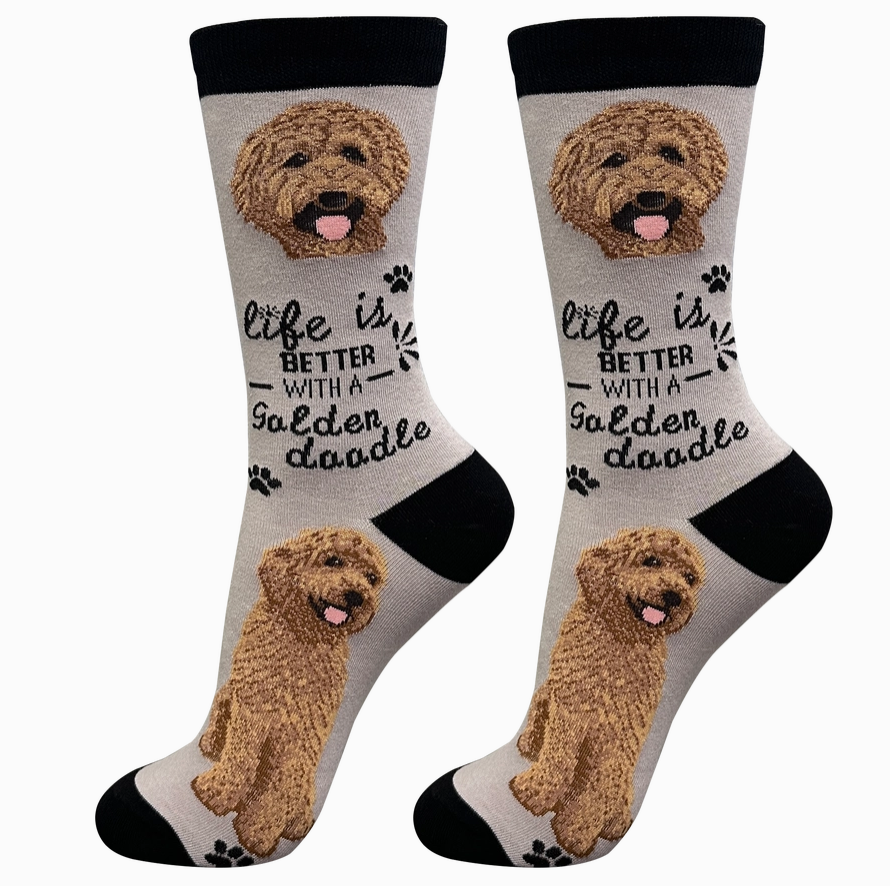 Goldendoodle Red - Life is Better Socks - Premium Socks from Sock Daddy - Just $10.95! Shop now at Pat's Monograms