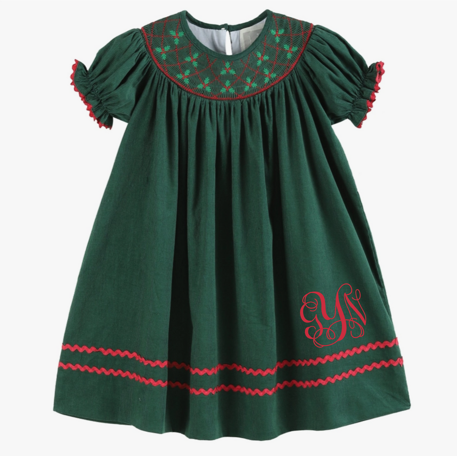 Green Christmas Mistletoe Smocked Bishop Dress - Premium Baby & Toddler Dresses from Lil Cactus - Just $35.95! Shop now at Pat's Monograms