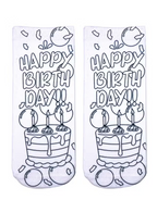 Happy Birthday Coloring Socks - Premium Socks from Living Royal - Just $8.95! Shop now at Pat's Monograms