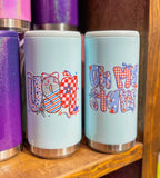 America Skinny Glitter Can Coolers - Premium can cooler from Pat's Monograms - Just $15.95! Shop now at Pat's Monograms