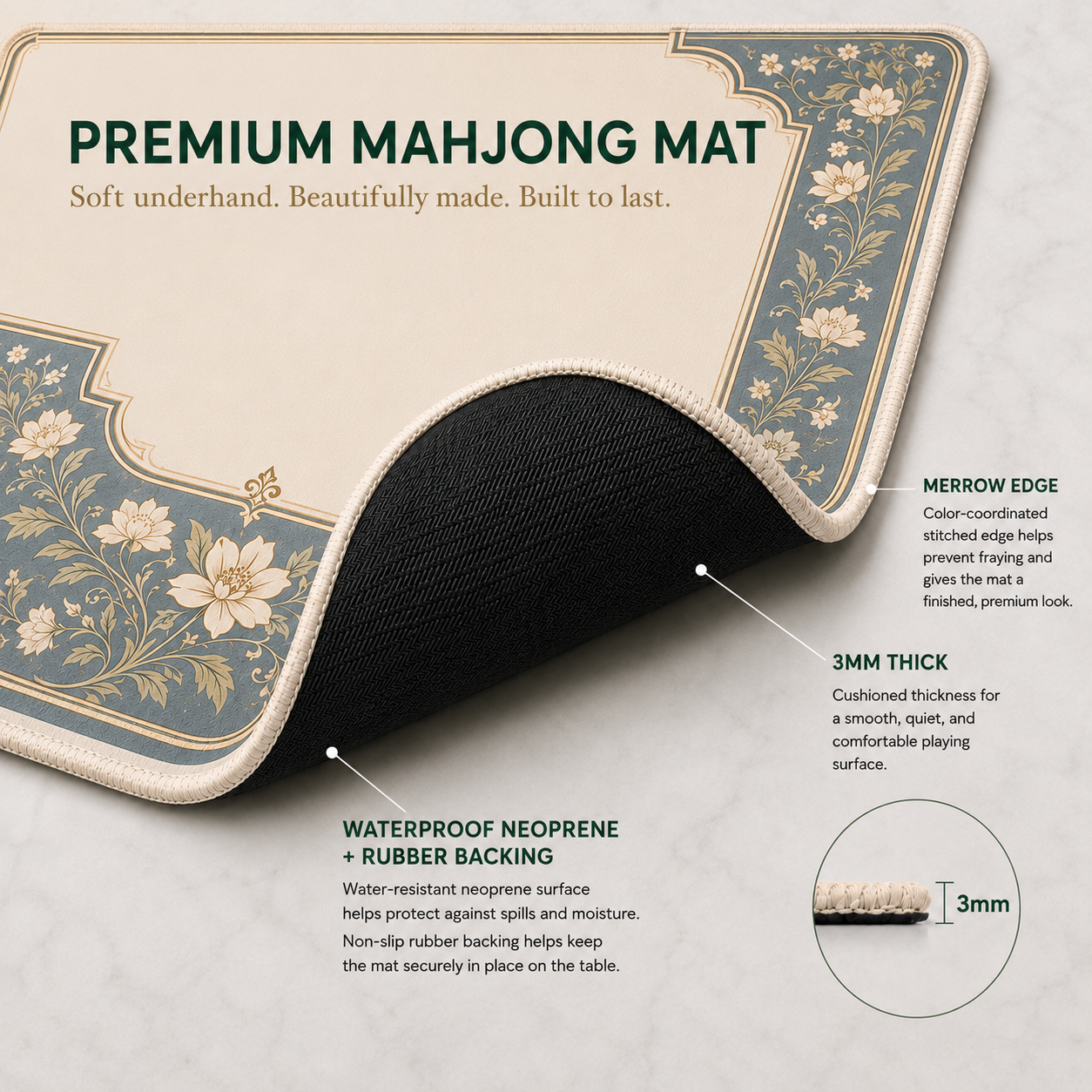 Sunday in the Garden — Chinoiserie Mahjong Mat - PREORDER - Premium Mahjong from Told in Tiles - Just $80! Shop now at Pat's Monograms