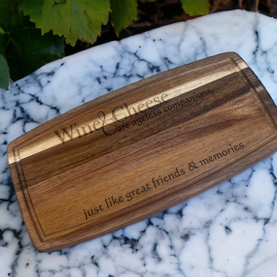 Wine & Friends Ageless Companions - 14" Acacia Board - Premium Cutting Boards from Pat's Monograms - Just $24.95! Shop now at Pat's Monograms