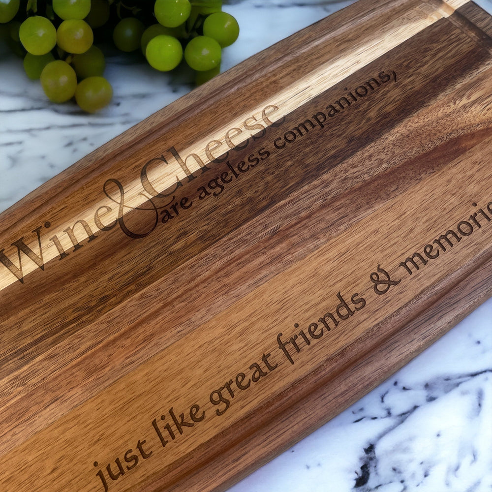 Wine & Friends Ageless Companions - 14" Acacia Board - Premium Cutting Boards from Pat's Monograms - Just $24.95! Shop now at Pat's Monograms
