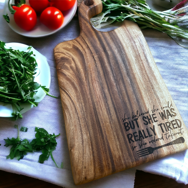 She Ordered Takeout Cutting Board - Premium Cutting Boards from Pat's Monograms - Just $39.95! Shop now at Pat's Monograms