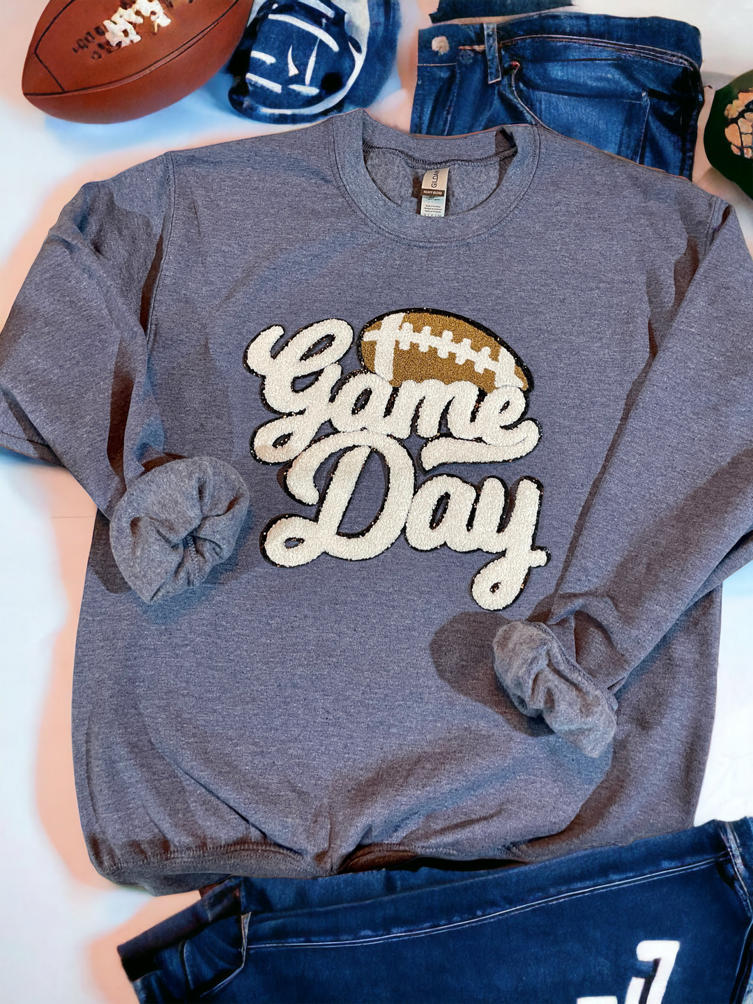 Chenille Patch Game Day Sweatshirt - Premium Sweatshirt from Pat's Monograms - Just $34.95! Shop now at Pat's Monograms