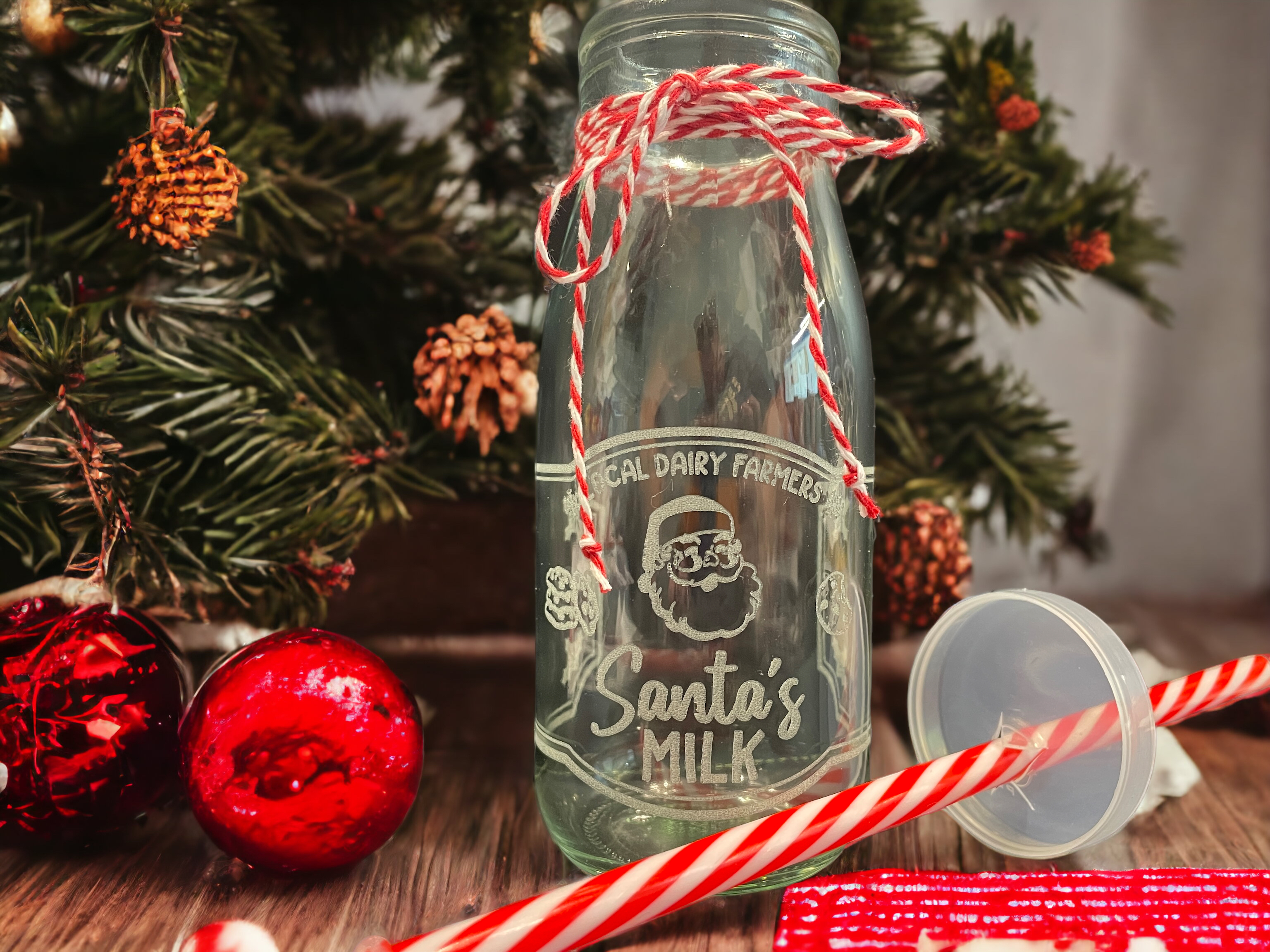Santa's Milk Glass Bottles - Premium drinkware from Pat's Monograms - Just $12.95! Shop now at Pat's Monograms