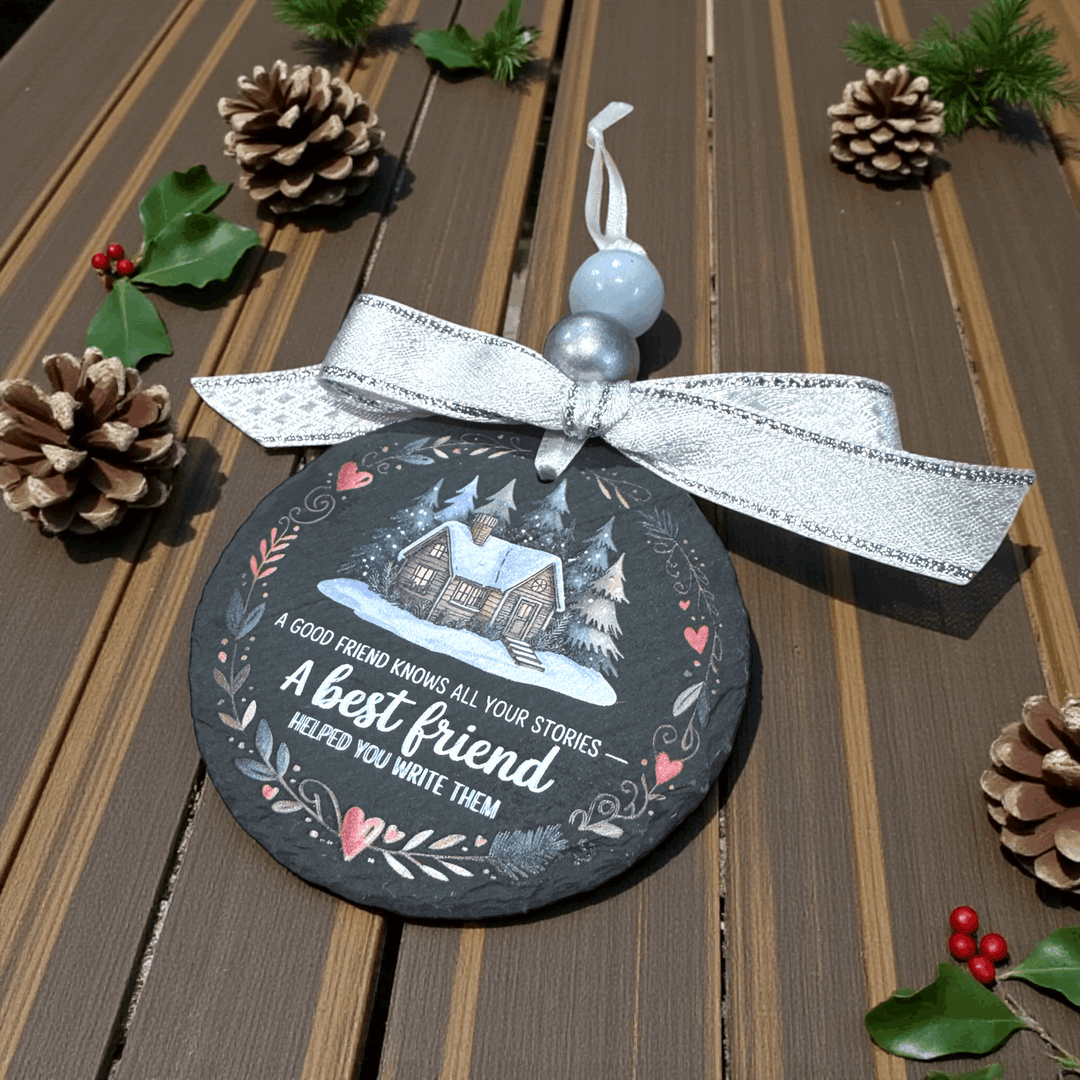 A Best Friend Slate Christmas ornament - Premium Christmas Ornament from Pat's Monograms - Just $12.95! Shop now at Pat's Monograms