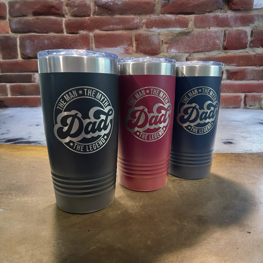 Dad - The Man The Myth The Legend - 20oz. Laser Engraved Tumbler - Premium drinkware from Pat's Monograms - Just $24.95! Shop now at Pat's Monograms