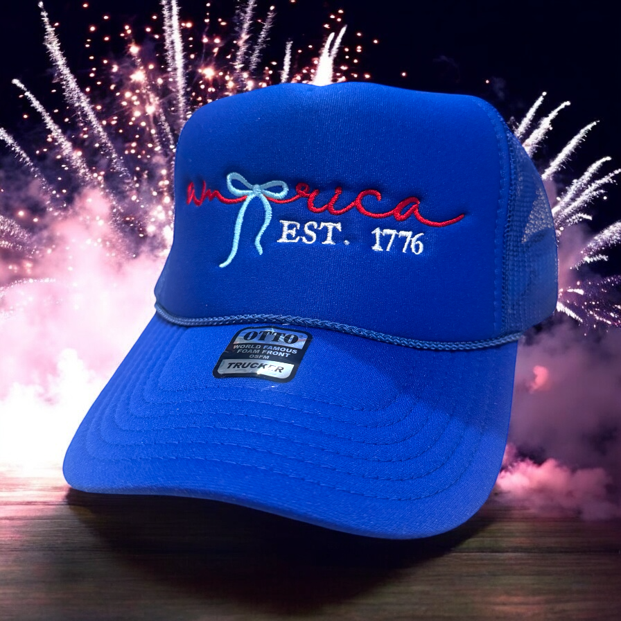 America Bows Trucker Cap - Premium Hat from Pat's Monograms - Just $16.95! Shop now at Pat's Monograms